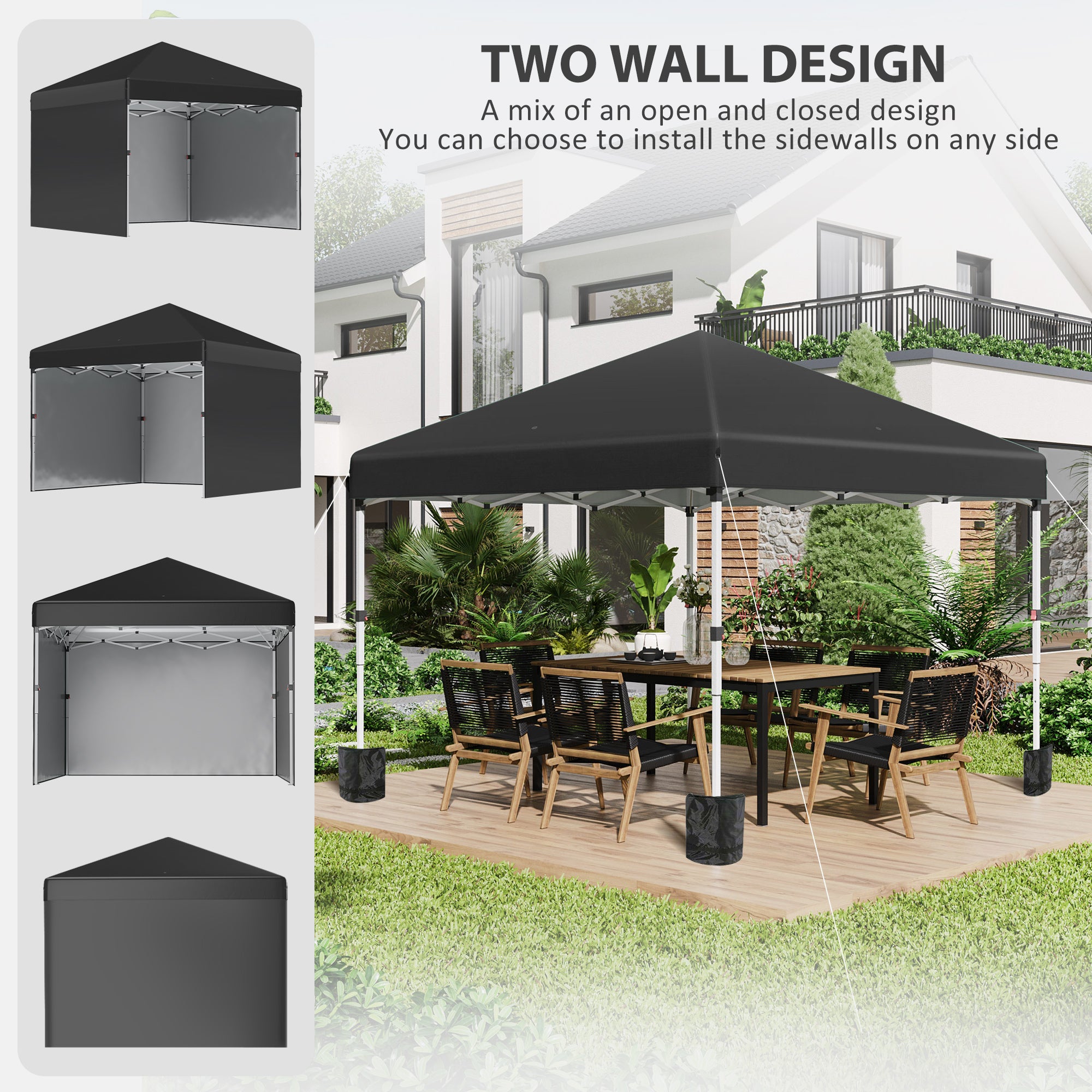 Alloy Steel Pop Up Gazebo Canopy 297cm Width x 297cm Depth With UPF30+ Protection - Velmora