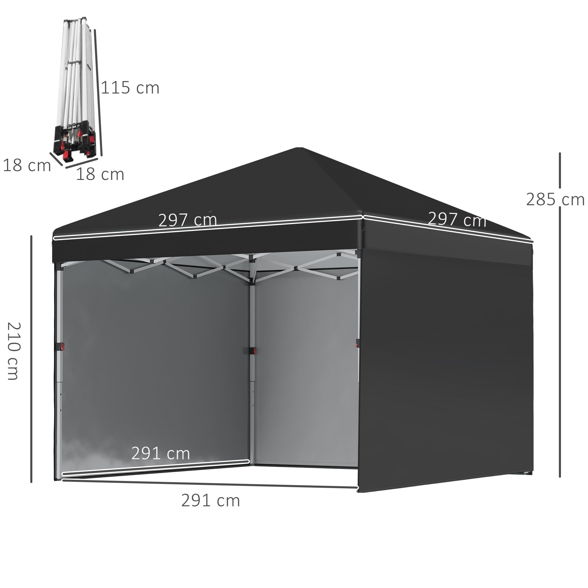 Alloy Steel Pop Up Gazebo Canopy 297cm Width x 297cm Depth With UPF30+ Protection - Velmora