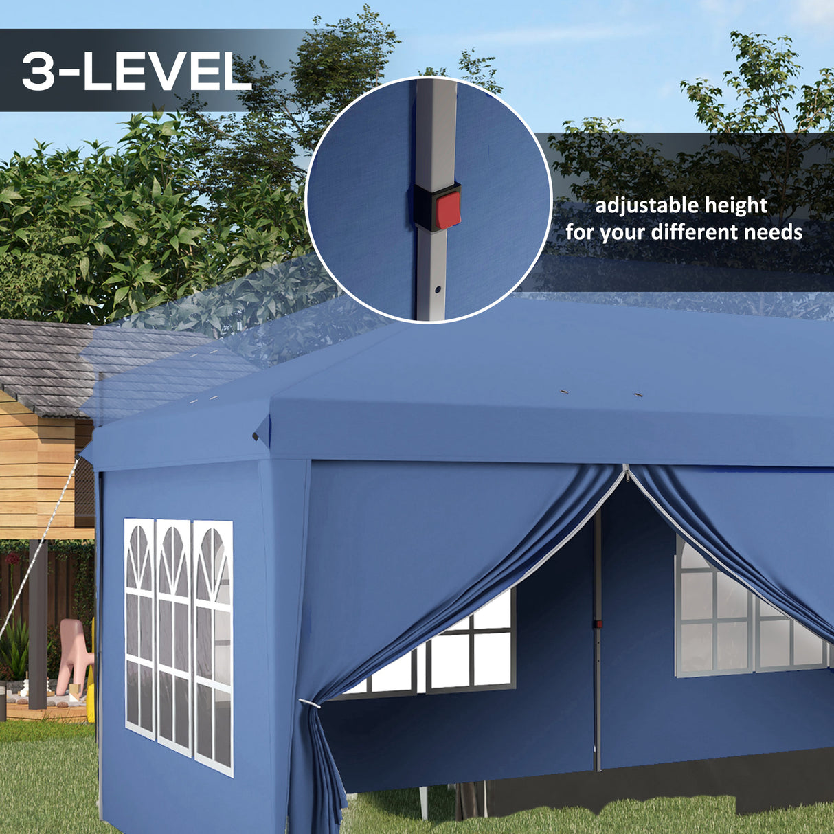 Alloy Steel Pop Up Gazebo Canopy 400cm Width x 300cm Depth With Curtain Walls - Velmora