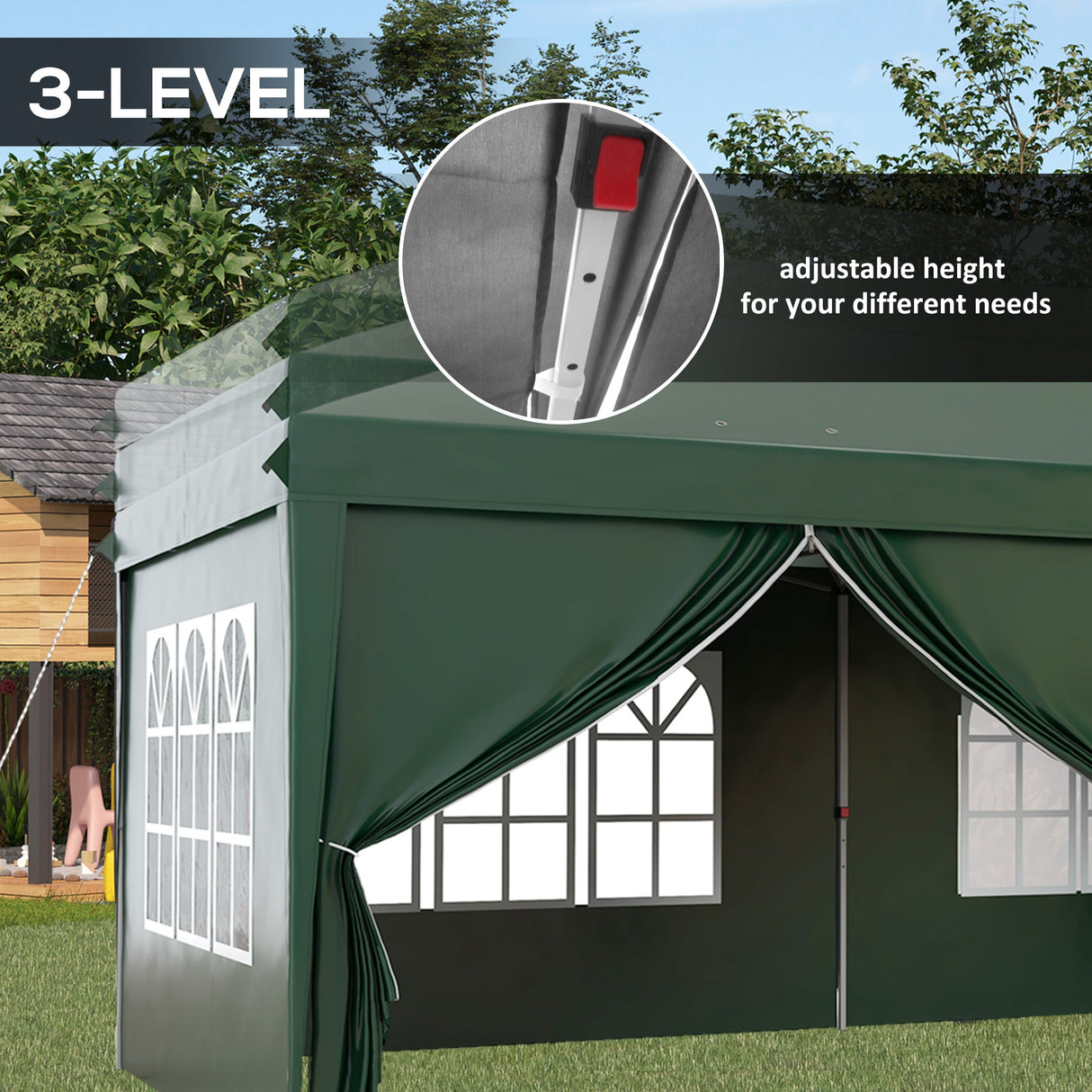 Alloy Steel Pop Up Gazebo Canopy 400cm Width x 300cm Depth With Curtain Walls - Velmora
