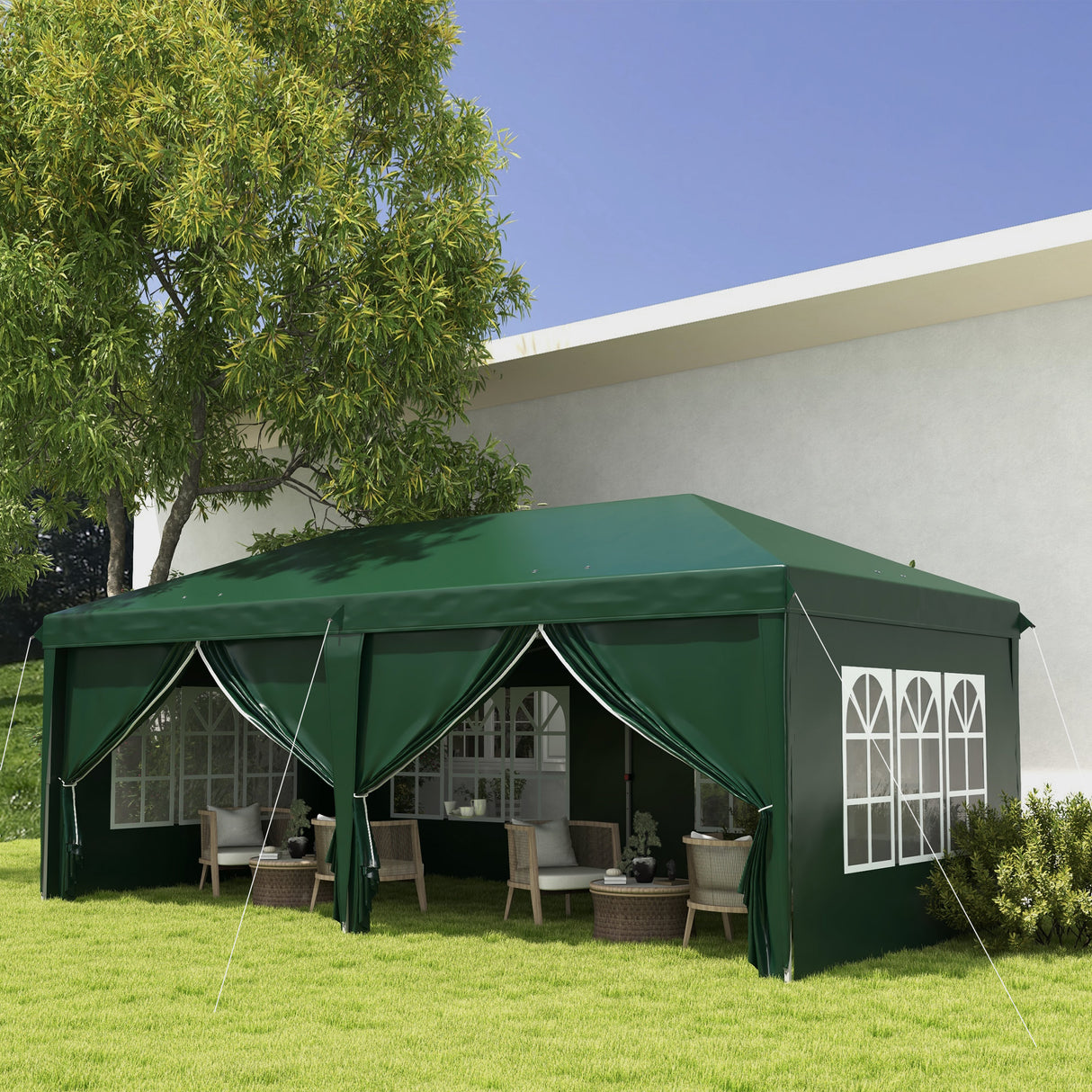 Alloy Steel Pop Up Gazebo Canopy 400cm Width x 300cm Depth With Curtain Walls - Velmora
