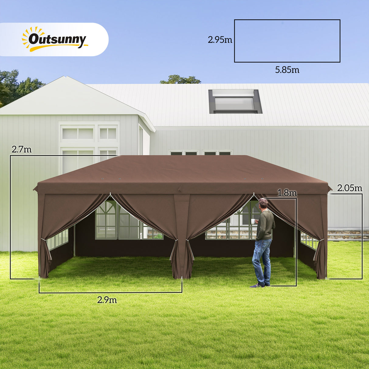 Alloy Steel Pop Up Gazebo Canopy 400cm Width x 300cm Depth With Curtain Walls - Velmora