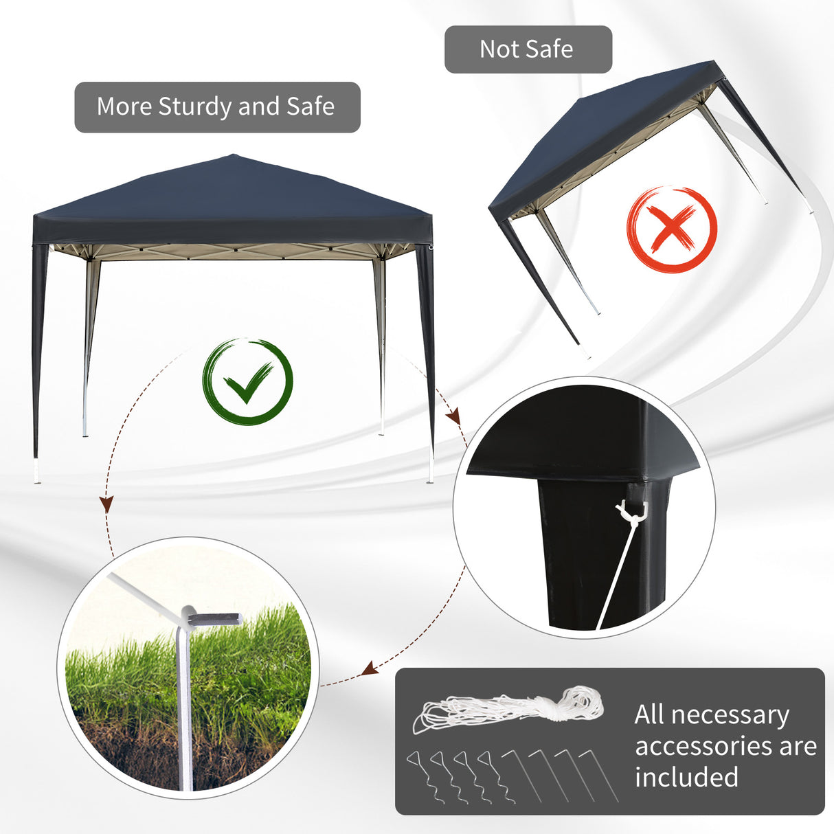 Alloy Steel Pop Up Gazebo Height Adjustable Marquee Party Tent 295cm Width x 295cm Depth - Velmora