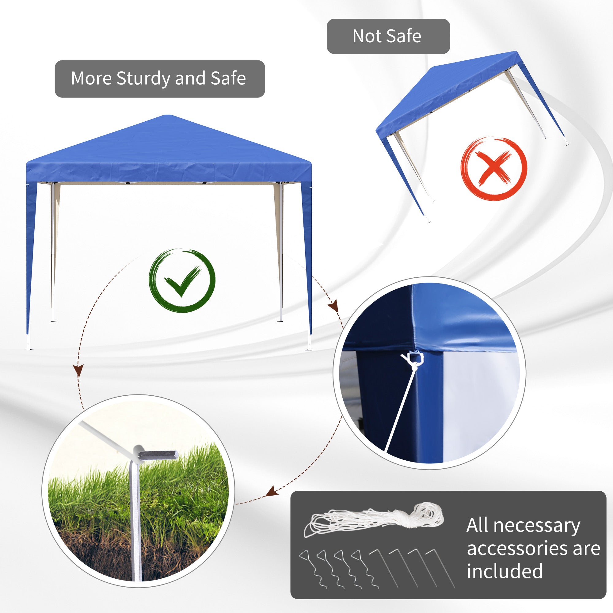 Alloy Steel Pop Up Gazebo Height Adjustable Marquee Party Tent 295cm Width x 295cm Depth - Velmora