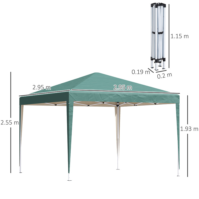 Alloy Steel Pop Up Gazebo Height Adjustable Marquee Party Tent 295cm Width x 295cm Depth - Velmora