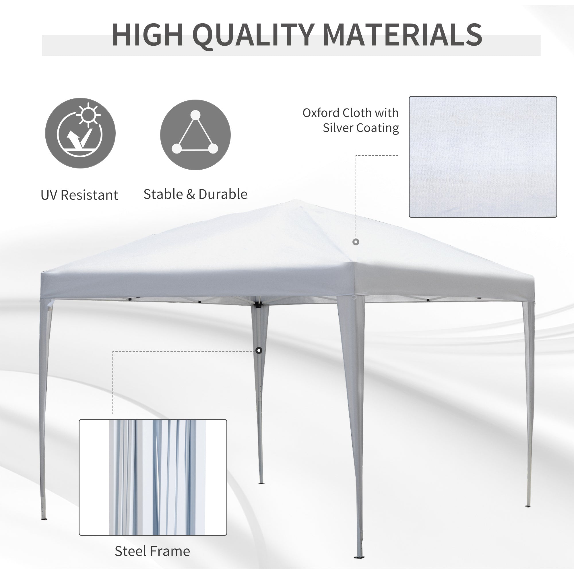 Alloy Steel Pop Up Gazebo Height Adjustable Marquee Party Tent 295cm Width x 295cm Depth - Velmora