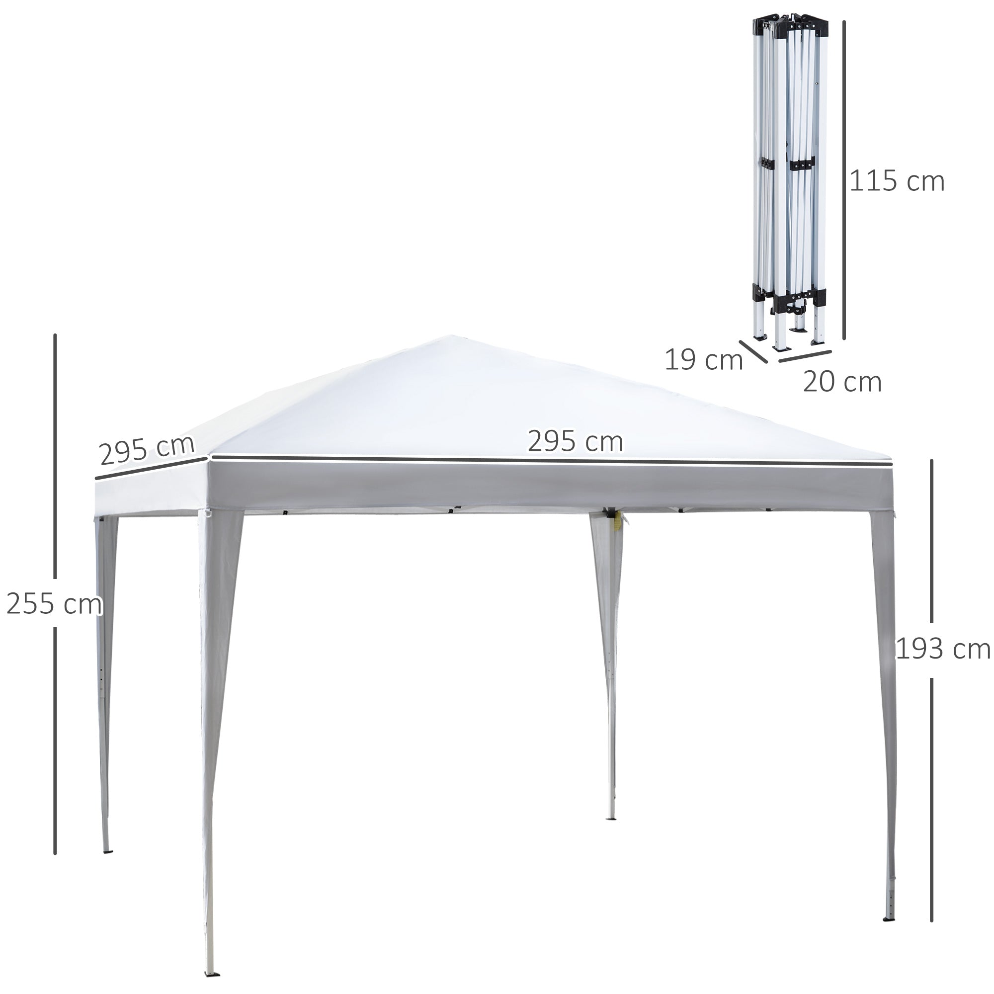 Alloy Steel Pop Up Gazebo Height Adjustable Marquee Party Tent 295cm Width x 295cm Depth - Velmora