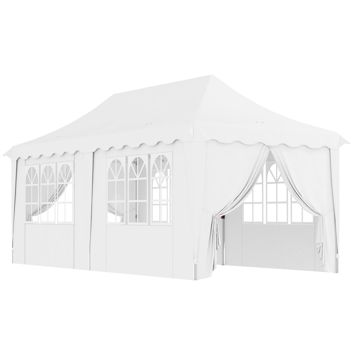 Alloy Steel Pop Up Gazebo Height Adjustable Marquee Party Tent 300cm Width x 596 Depth - Velmora