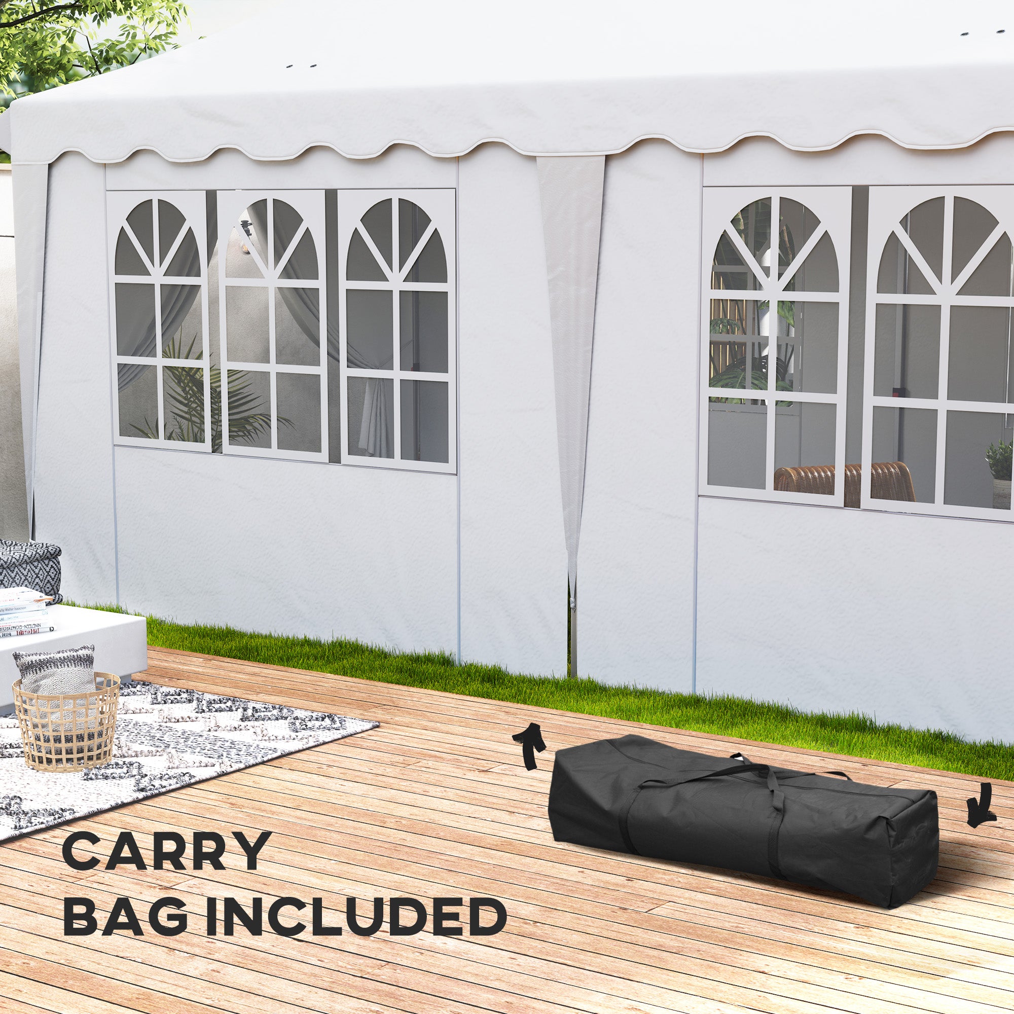 Alloy Steel Pop Up Gazebo Height Adjustable Marquee Party Tent 300cm Width x 596 Depth - Velmora