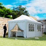 Alloy Steel Pop Up Gazebo Height Adjustable Marquee Party Tent 300cm Width x 596 Depth - Velmora