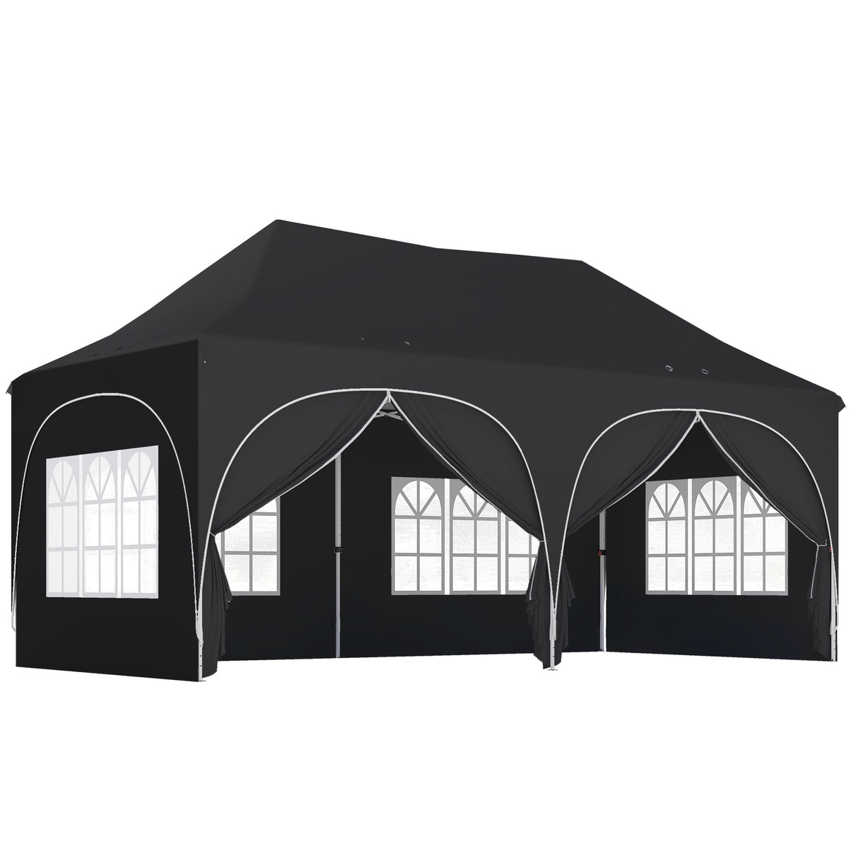 Alloy Steel Pop Up Gazebo Height Adjustable Marquee Party Tent 300cm Width x 596 Depth - Velmora