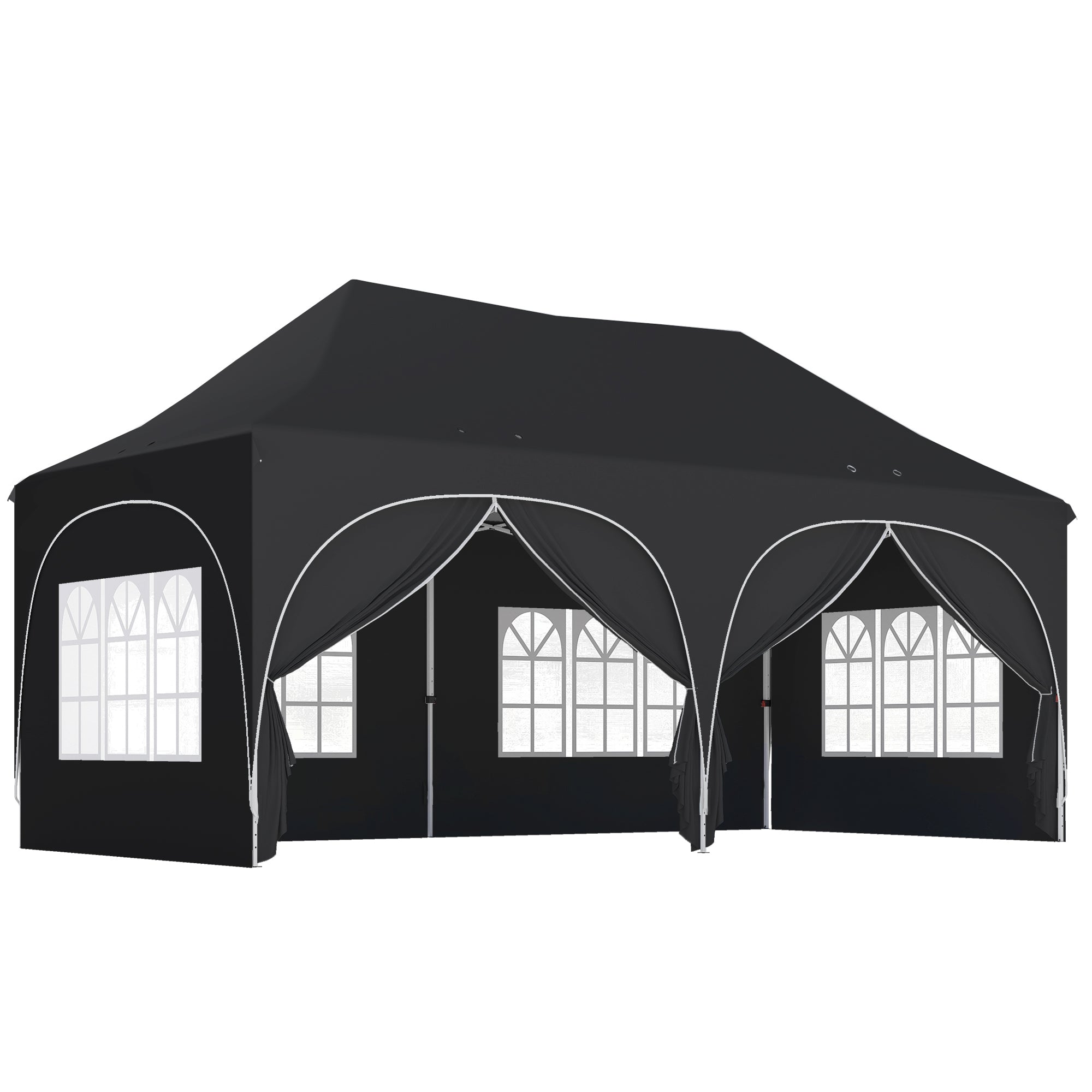 Alloy Steel Pop Up Gazebo Height Adjustable Marquee Party Tent 300cm Width x 596 Depth - Velmora
