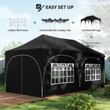 Alloy Steel Pop Up Gazebo Height Adjustable Marquee Party Tent 300cm Width x 596 Depth - Velmora