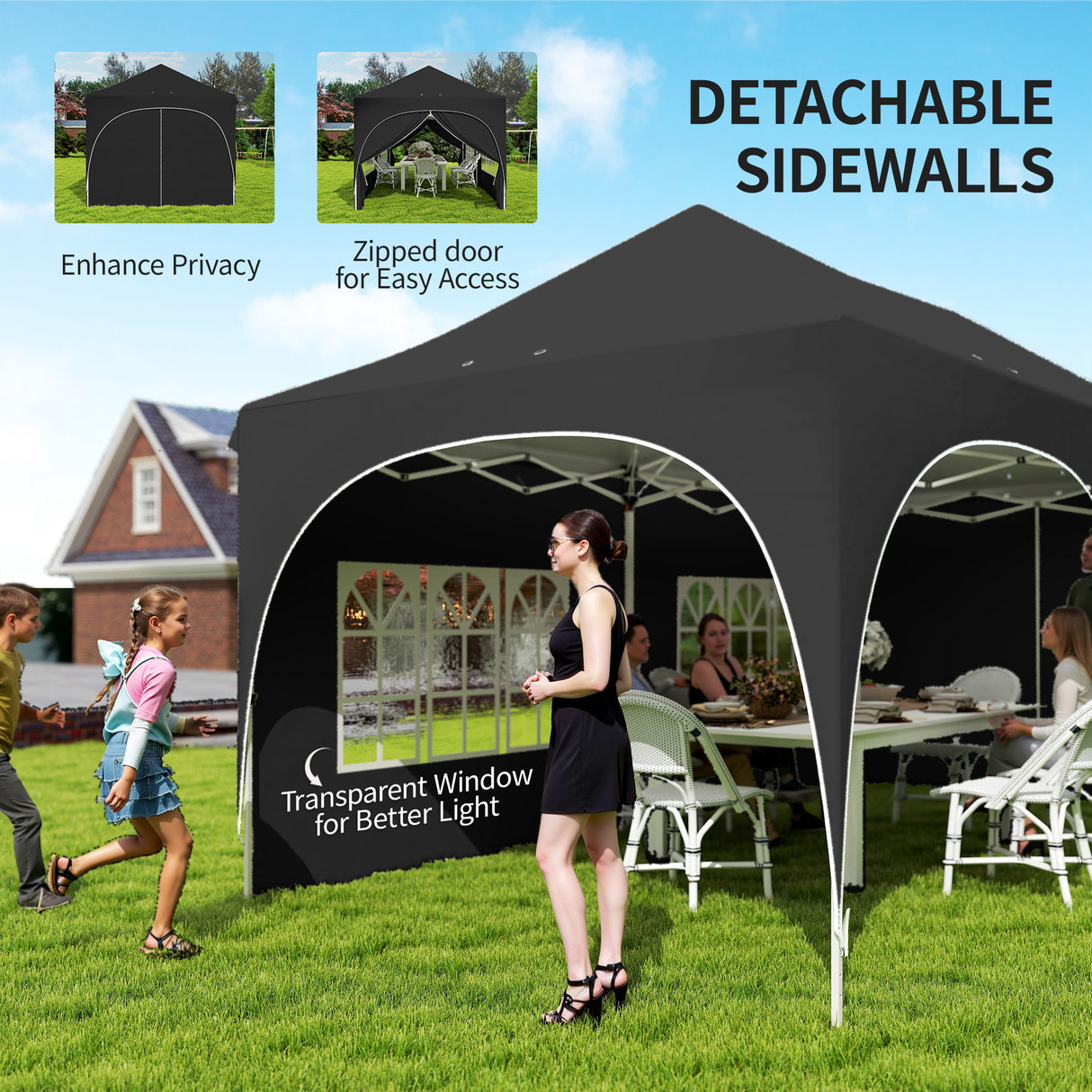 Alloy Steel Pop Up Gazebo Height Adjustable Marquee Party Tent 300cm Width x 596 Depth - Velmora