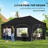 Alloy Steel Pop Up Gazebo Height Adjustable Marquee Party Tent 300cm Width x 596 Depth - Velmora