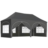Alloy Steel Pop Up Gazebo Height Adjustable Marquee Party Tent 300cm Width x 596 Depth - Velmora