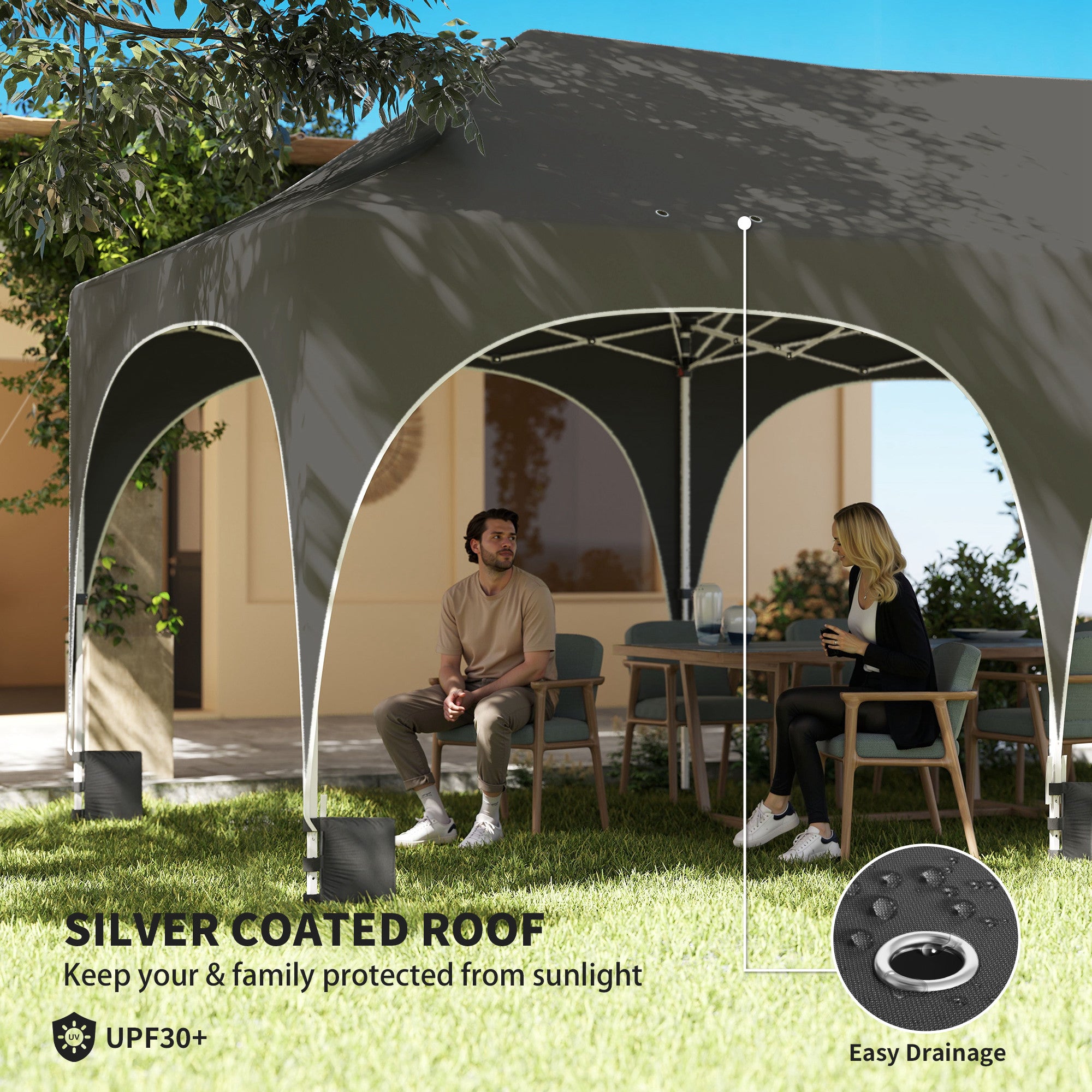 Alloy Steel Pop Up Gazebo Height Adjustable Marquee Party Tent 300cm Width x 596 Depth - Velmora