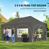 Alloy Steel Pop Up Gazebo Height Adjustable Marquee Party Tent 300cm Width x 596 Depth - Velmora