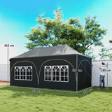 Alloy Steel Pop Up Gazebo Height Adjustable Marquee Party Tent 300cm Width x 596 Depth - Velmora