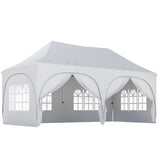 Alloy Steel Pop Up Gazebo Height Adjustable Marquee Party Tent 300cm Width x 596 Depth - Velmora