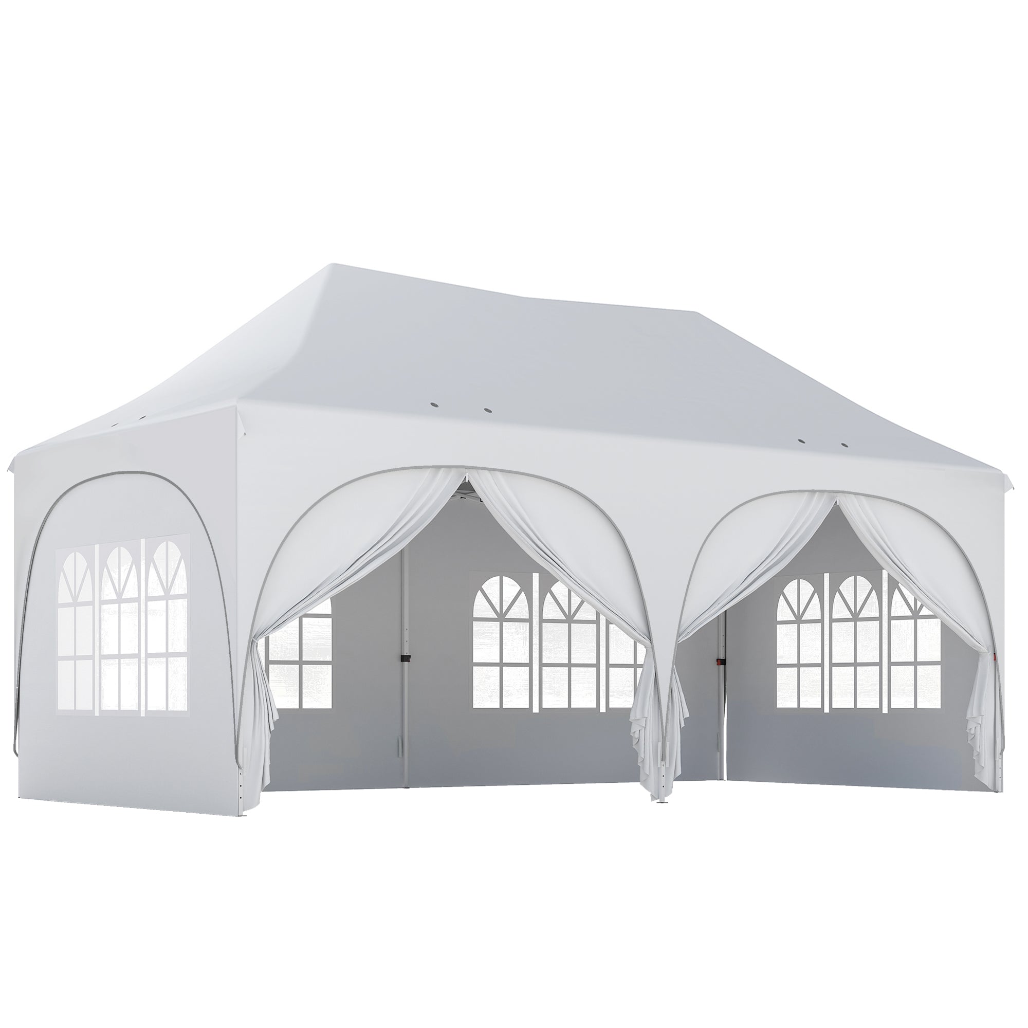 Alloy Steel Pop Up Gazebo Height Adjustable Marquee Party Tent 300cm Width x 596 Depth - Velmora
