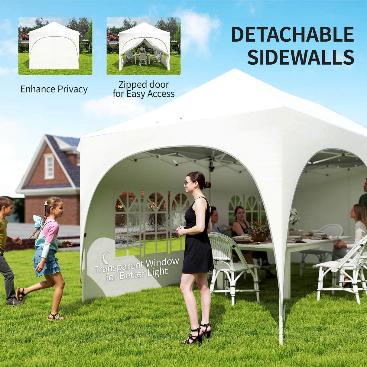 Alloy Steel Pop Up Gazebo Height Adjustable Marquee Party Tent 300cm Width x 596 Depth - Velmora