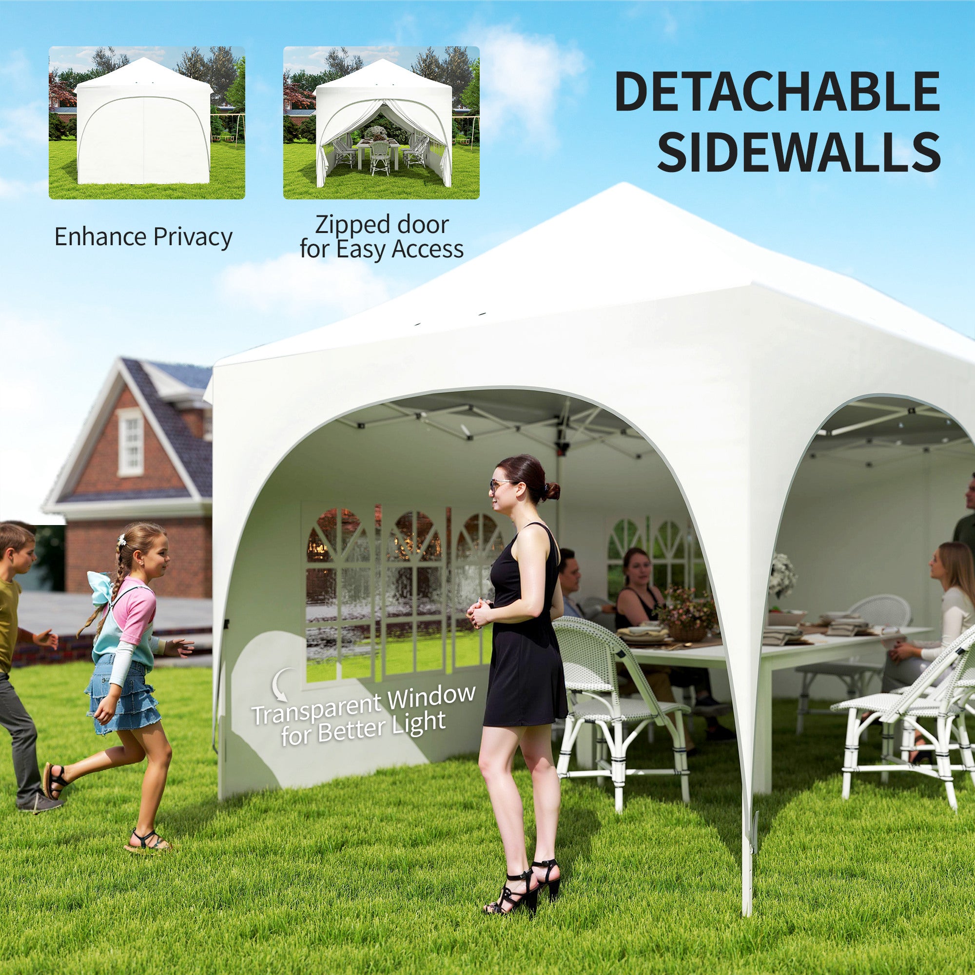 Alloy Steel Pop Up Gazebo Height Adjustable Marquee Party Tent 300cm Width x 596 Depth - Velmora