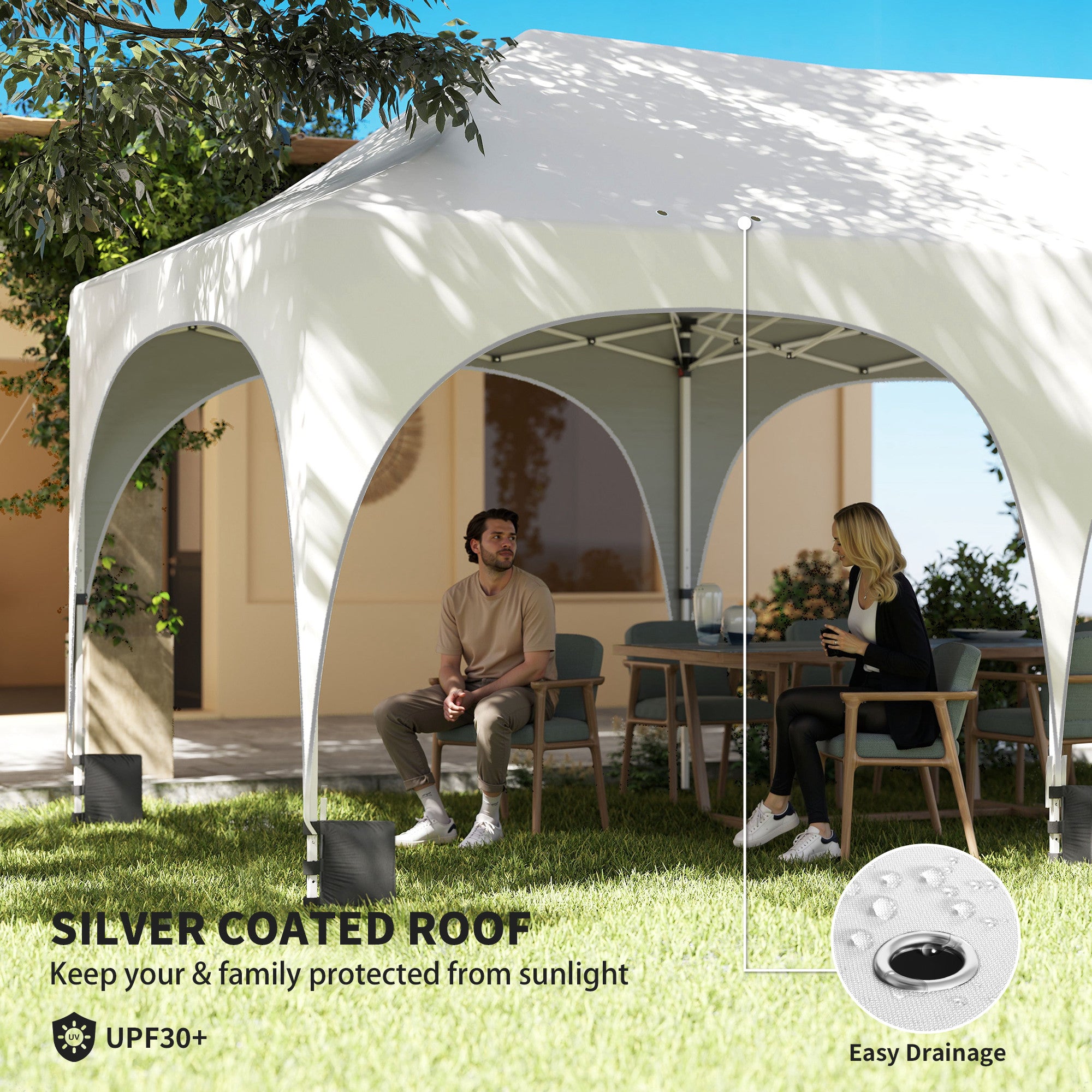 Alloy Steel Pop Up Gazebo Height Adjustable Marquee Party Tent 300cm Width x 596 Depth - Velmora