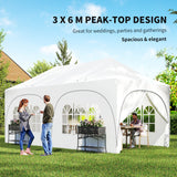 Alloy Steel Pop Up Gazebo Height Adjustable Marquee Party Tent 300cm Width x 596 Depth - Velmora