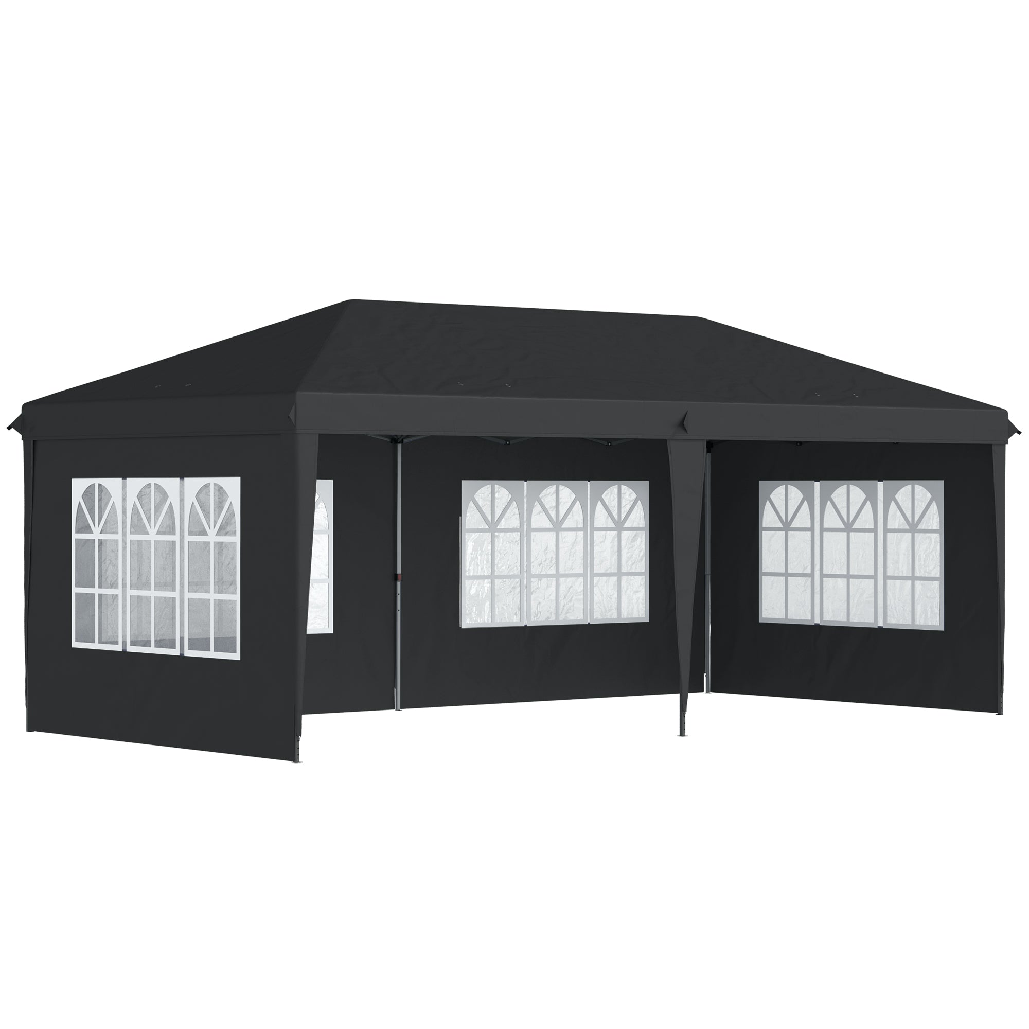 Alloy Steel Pop Up Gazebo Height Adjustable Marquee Party Tent 585cm Width x 295cm Depth - Velmora