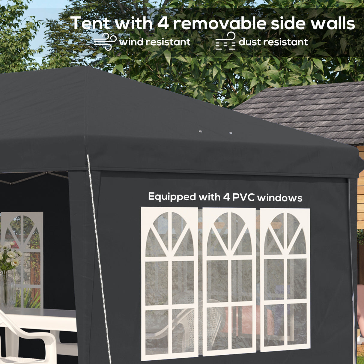 Alloy Steel Pop Up Gazebo Height Adjustable Marquee Party Tent 585cm Width x 295cm Depth - Velmora