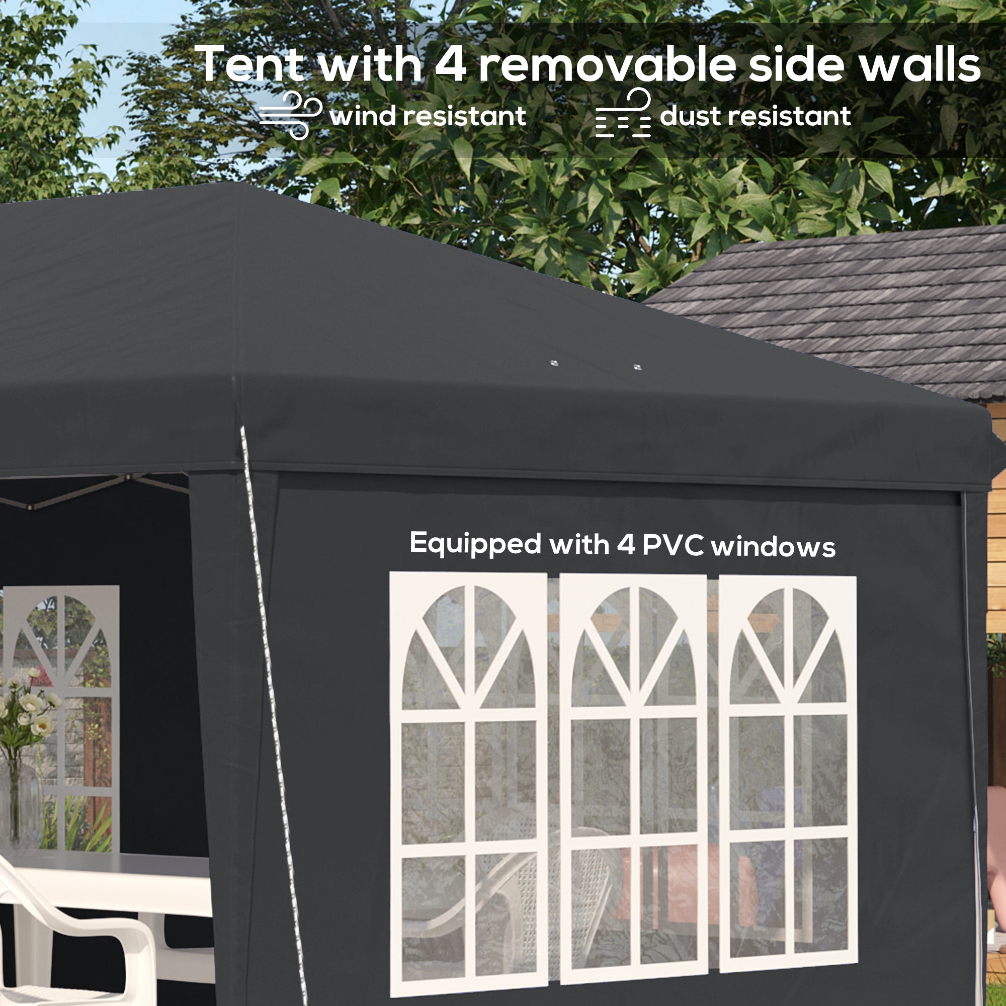 Alloy Steel Pop Up Gazebo Height Adjustable Marquee Party Tent 585cm Width x 295cm Depth - Velmora