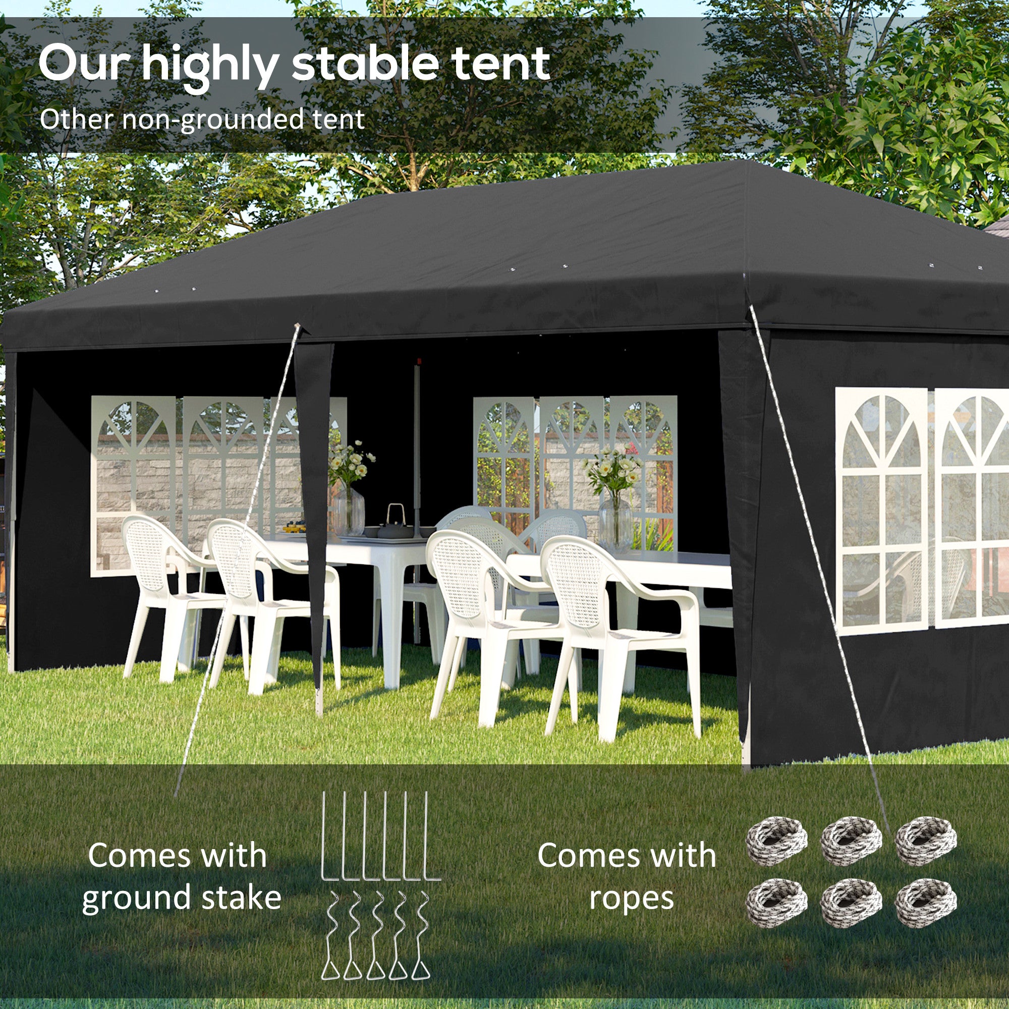 Alloy Steel Pop Up Gazebo Height Adjustable Marquee Party Tent 585cm Width x 295cm Depth - Velmora