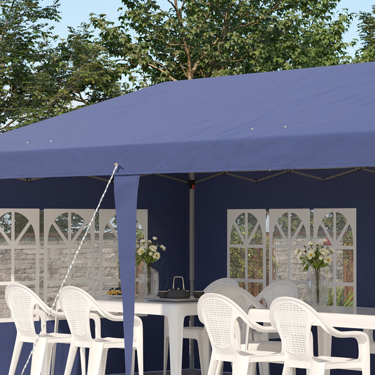 Alloy Steel Pop Up Gazebo Height Adjustable Marquee Party Tent 585cm Width x 295cm Depth - Velmora