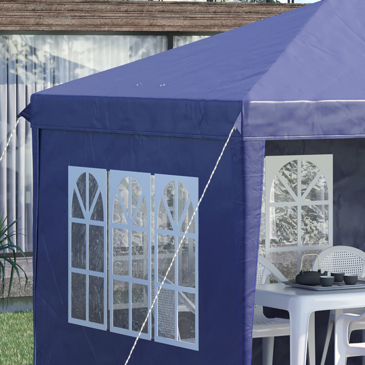 Alloy Steel Pop Up Gazebo Height Adjustable Marquee Party Tent 585cm Width x 295cm Depth - Velmora