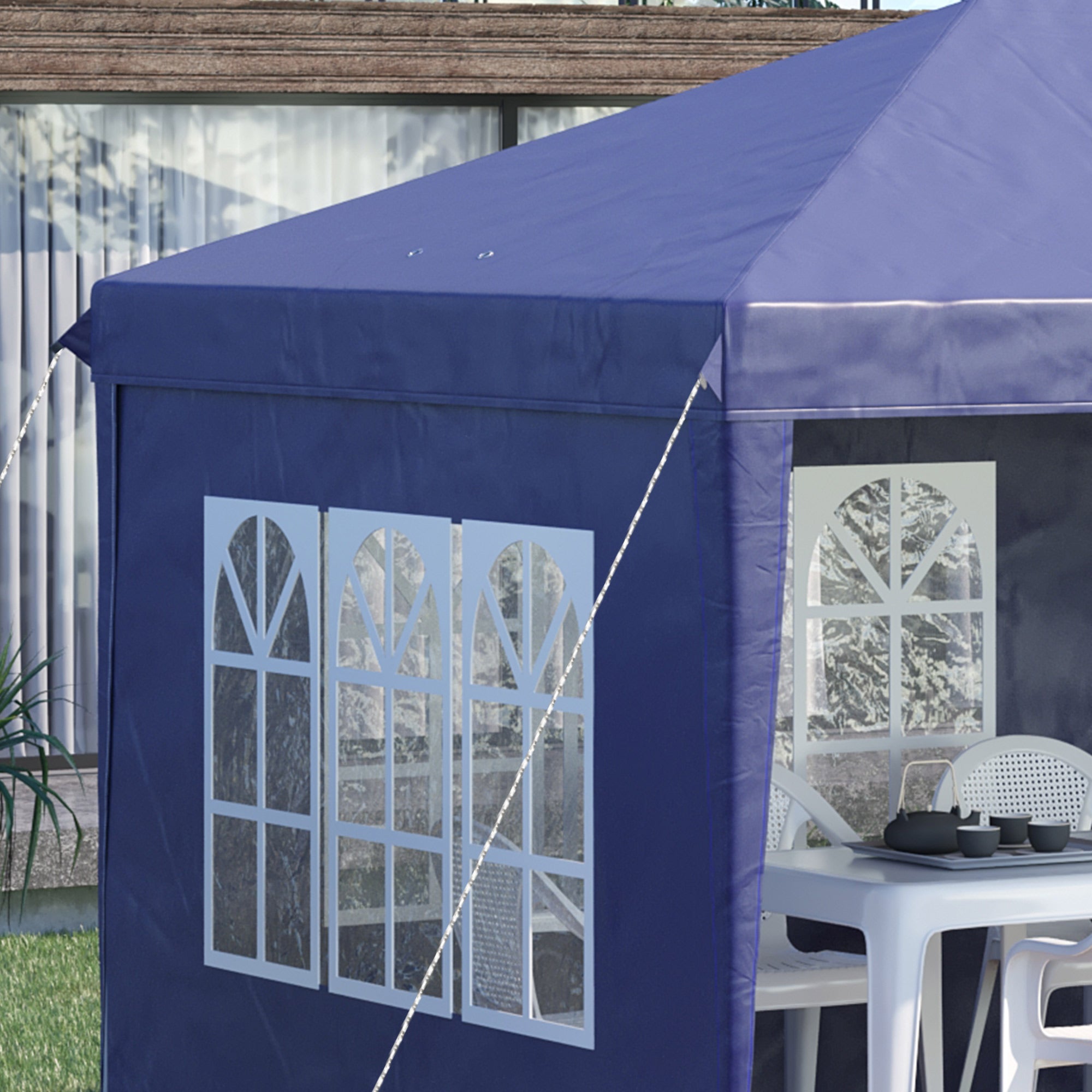 Alloy Steel Pop Up Gazebo Height Adjustable Marquee Party Tent 585cm Width x 295cm Depth - Velmora