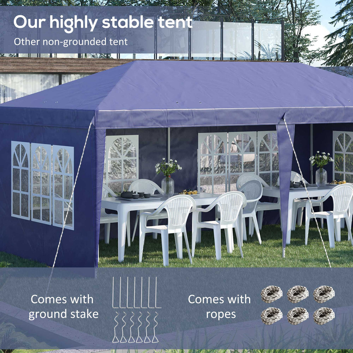 Alloy Steel Pop Up Gazebo Height Adjustable Marquee Party Tent 585cm Width x 295cm Depth - Velmora