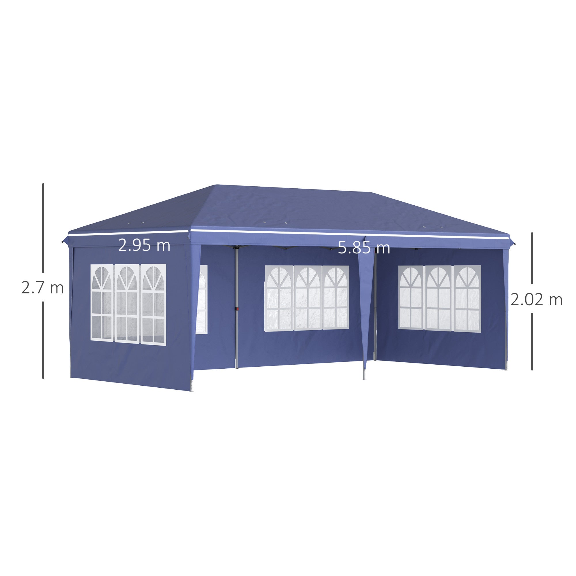 Alloy Steel Pop Up Gazebo Height Adjustable Marquee Party Tent 585cm Width x 295cm Depth - Velmora