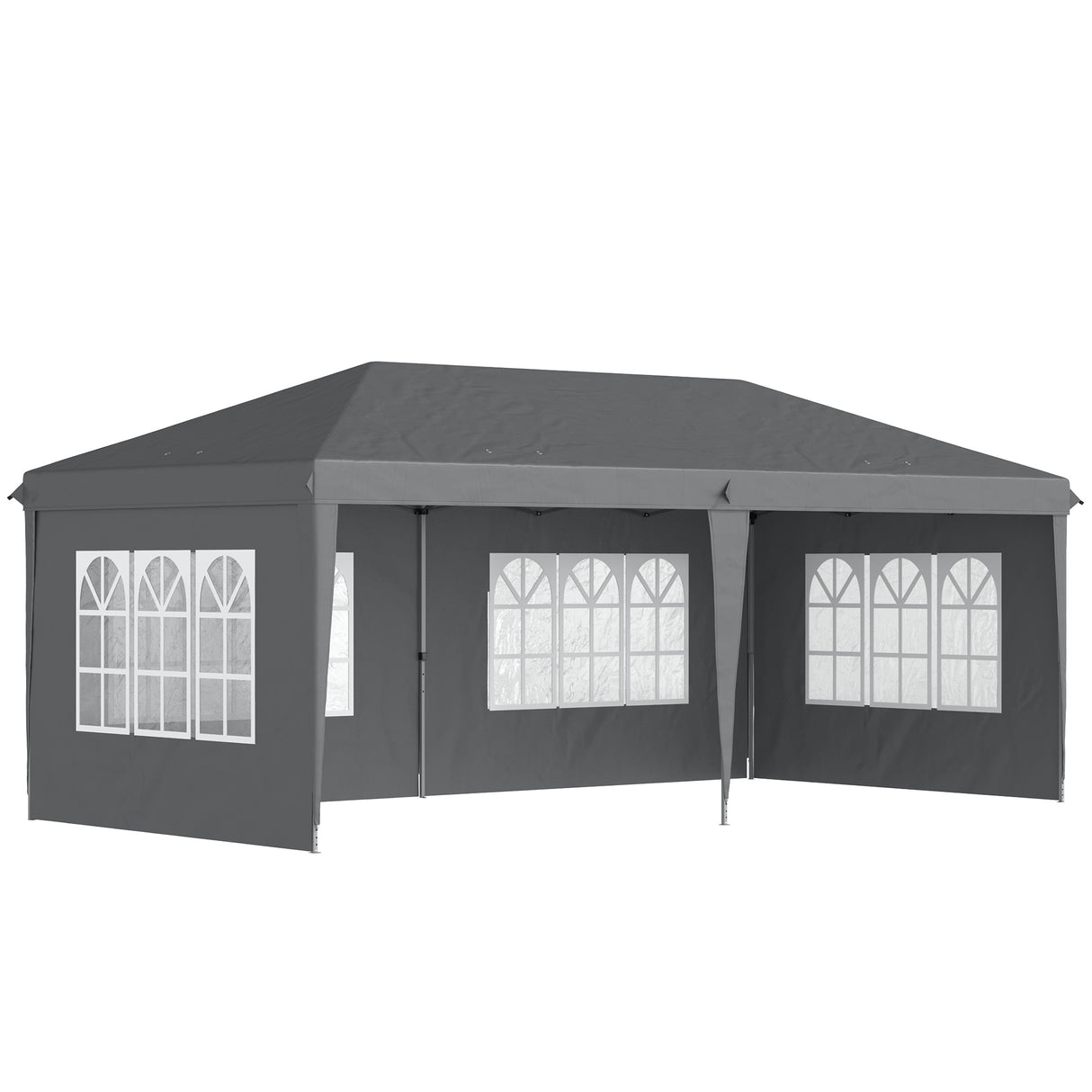 Alloy Steel Pop Up Gazebo Height Adjustable Marquee Party Tent 585cm Width x 295cm Depth - Velmora
