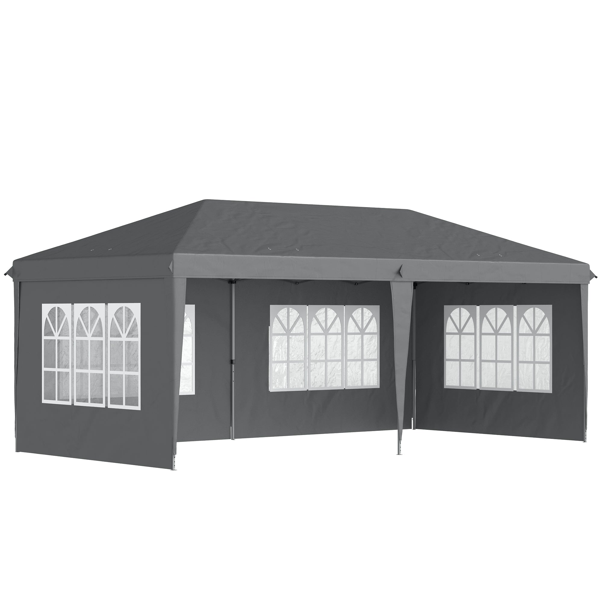 Alloy Steel Pop Up Gazebo Height Adjustable Marquee Party Tent 585cm Width x 295cm Depth - Velmora