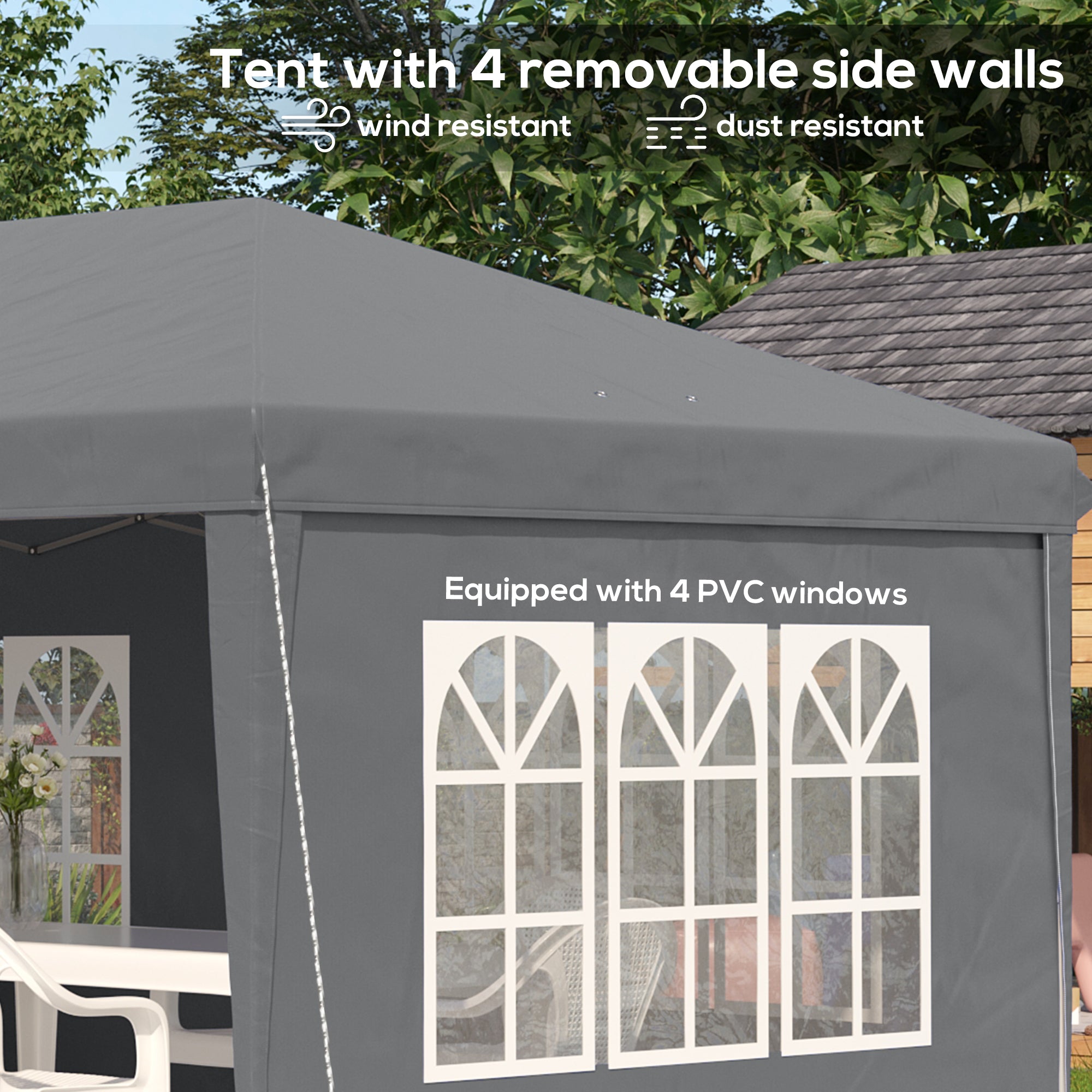 Alloy Steel Pop Up Gazebo Height Adjustable Marquee Party Tent 585cm Width x 295cm Depth - Velmora
