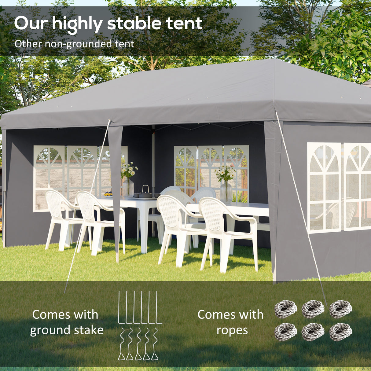 Alloy Steel Pop Up Gazebo Height Adjustable Marquee Party Tent 585cm Width x 295cm Depth - Velmora