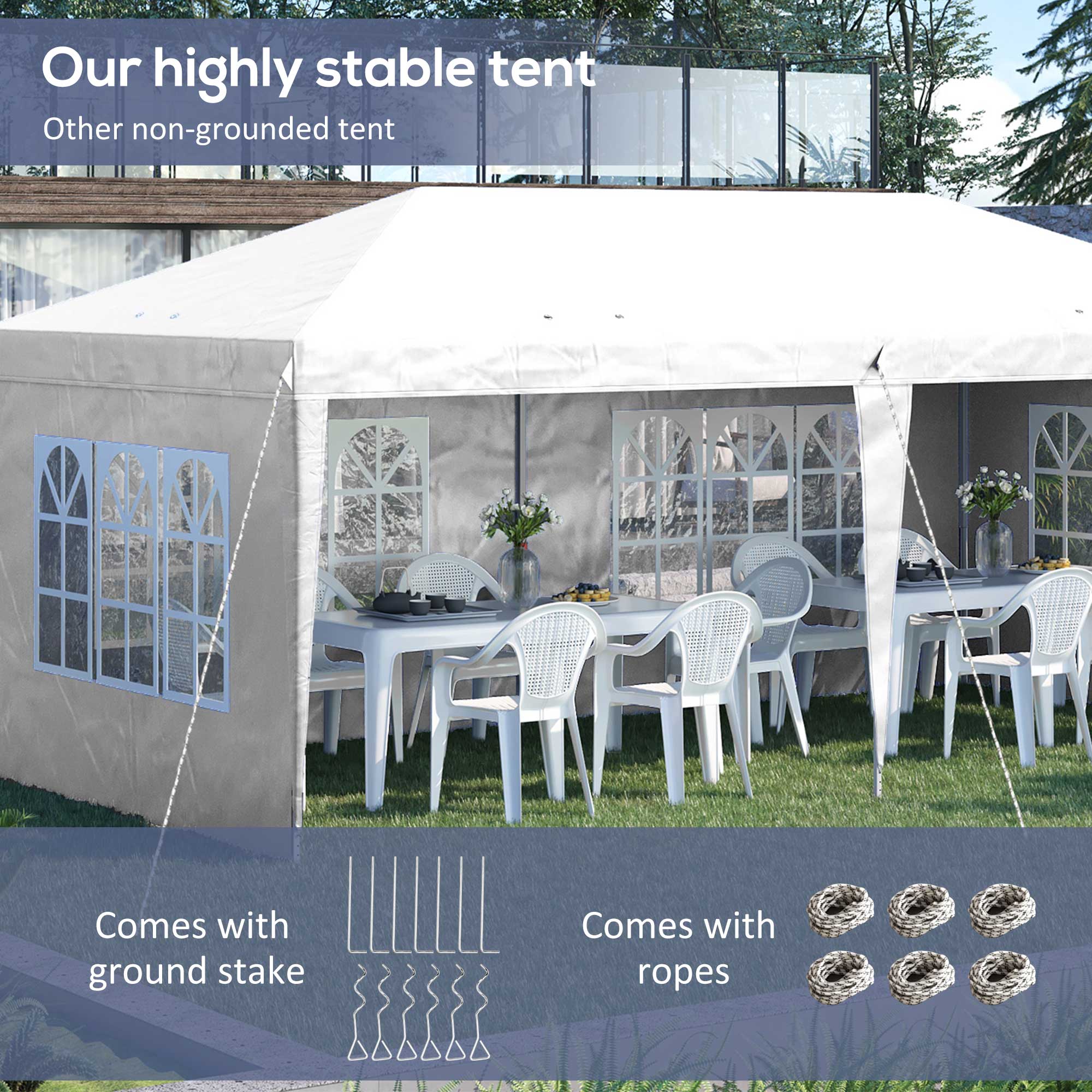 Alloy Steel Pop Up Gazebo Height Adjustable Marquee Party Tent 585cm Width x 295cm Depth - Velmora