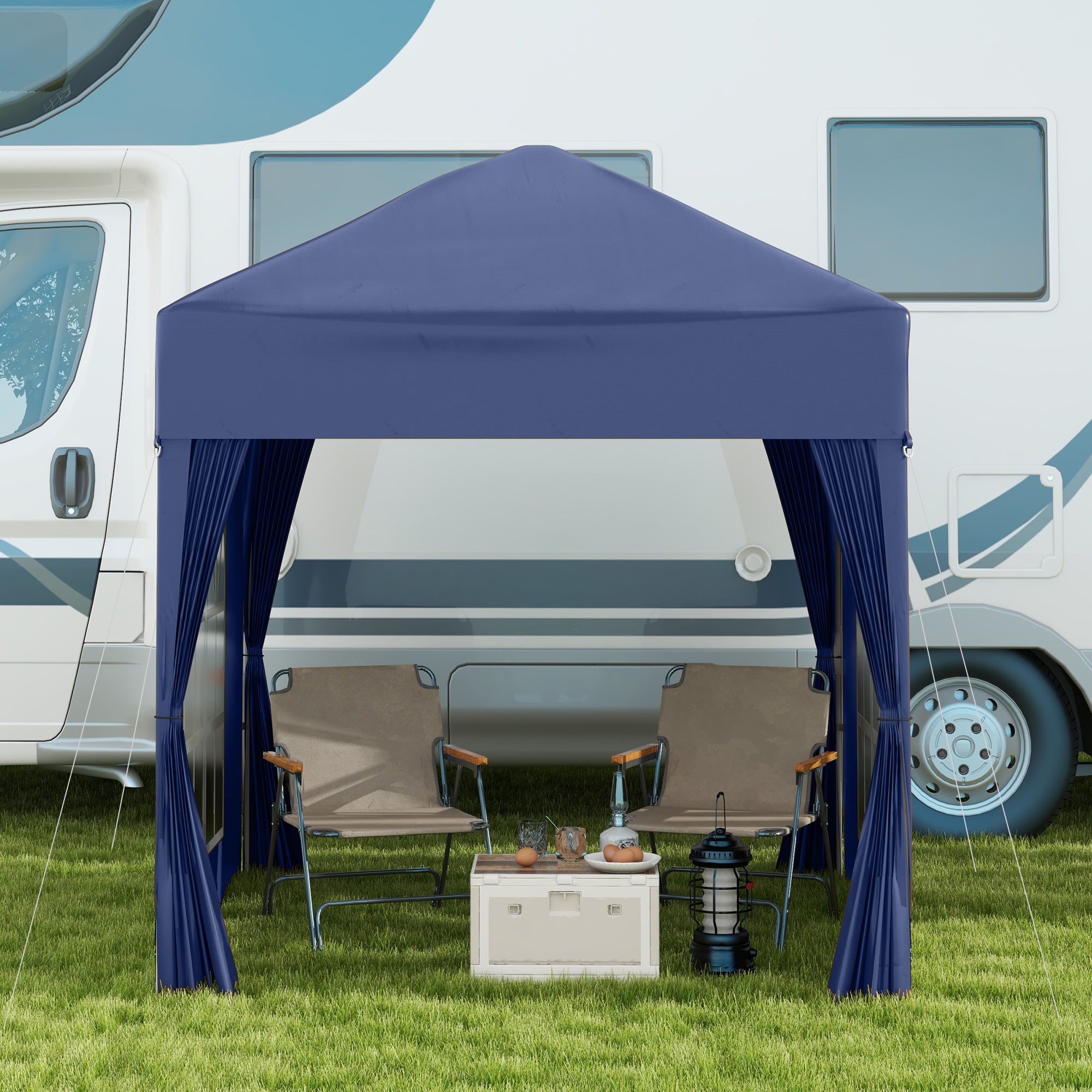 Alloy Steel Pop Up Gazebo Marquee Party Tent Canopy 200cm Width x 298cm Depth - Velmora