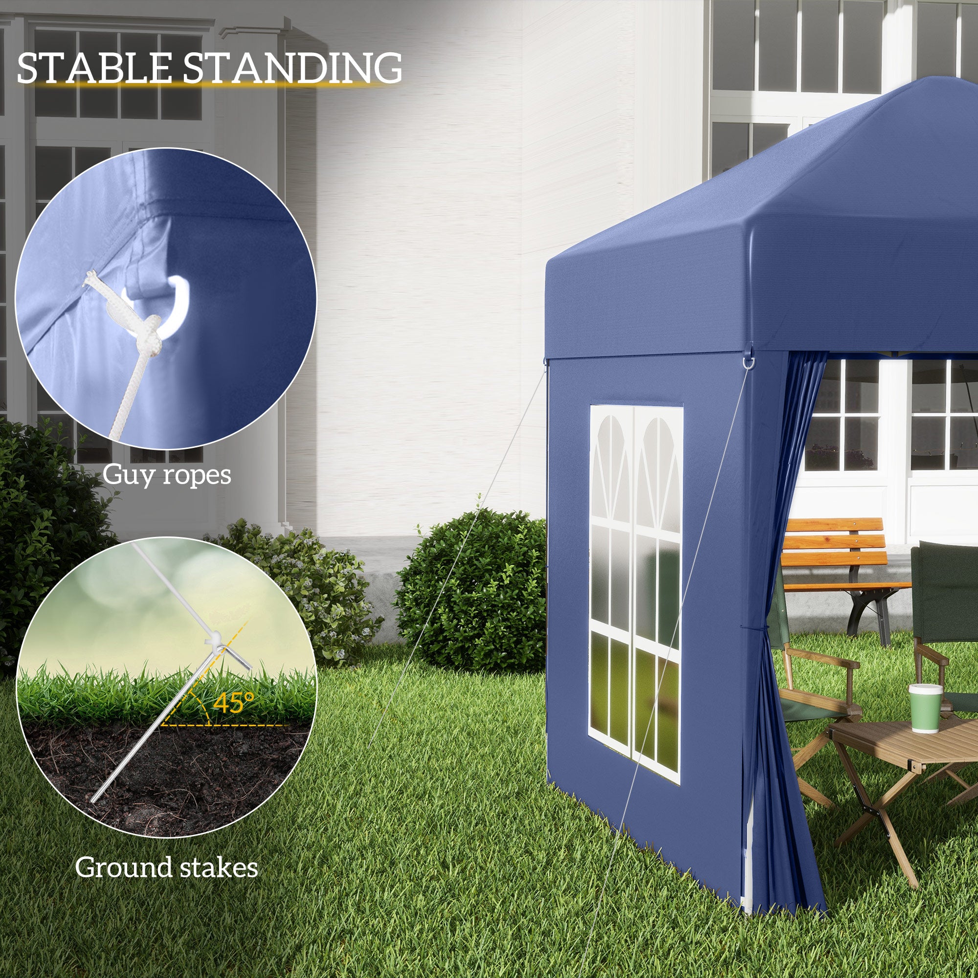 Alloy Steel Pop Up Gazebo Marquee Party Tent Canopy 200cm Width x 298cm Depth - Velmora