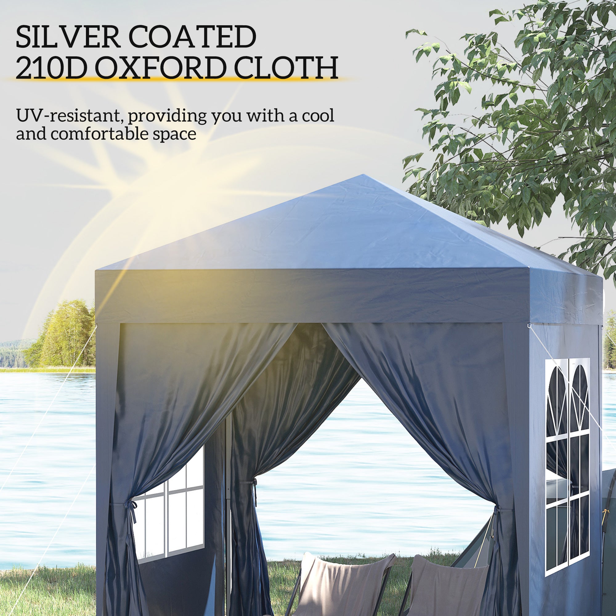 Alloy Steel Pop Up Gazebo Marquee Party Tent Canopy 200cm Width x 298cm Depth - Velmora
