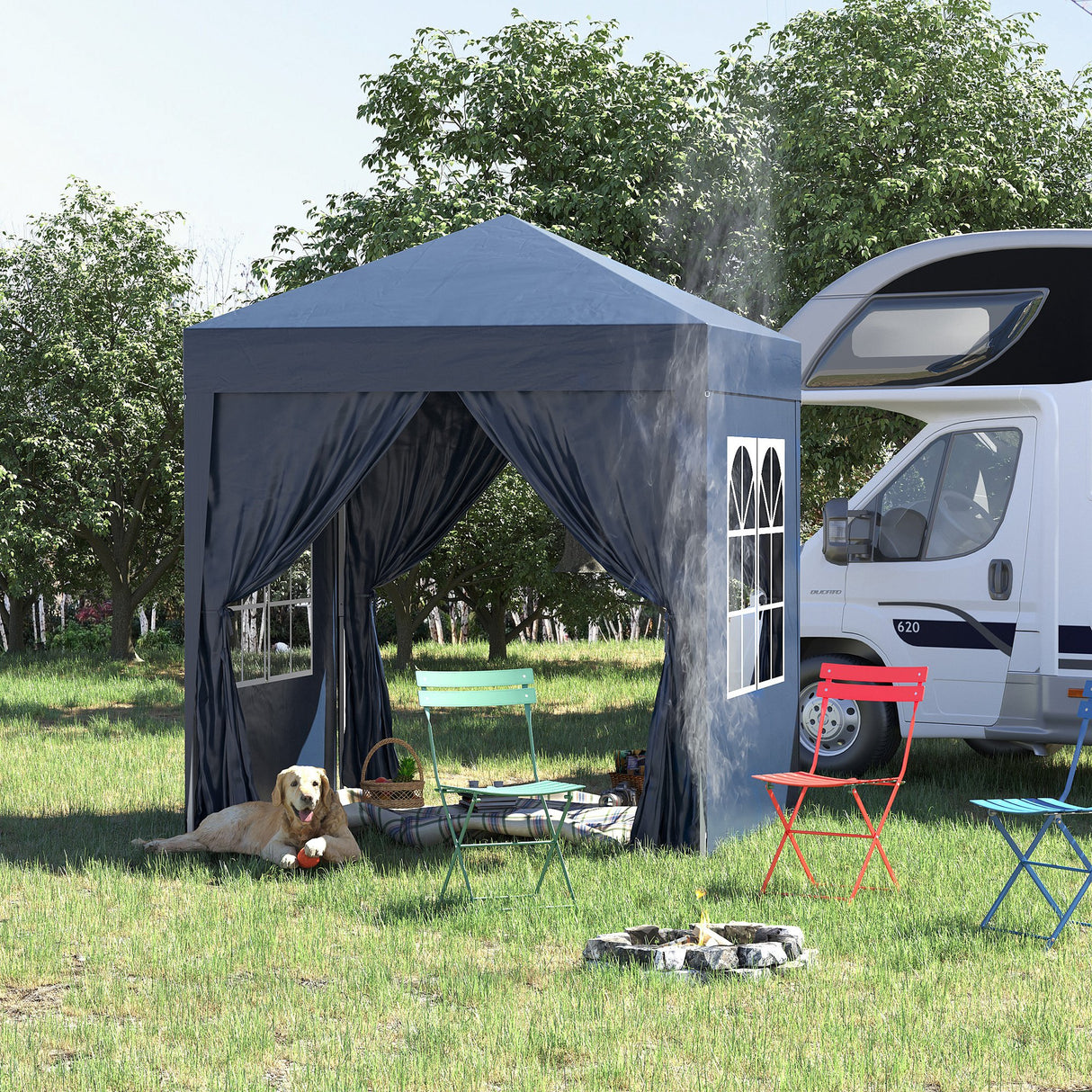 Alloy Steel Pop Up Gazebo Marquee Party Tent Canopy 200cm Width x 298cm Depth - Velmora