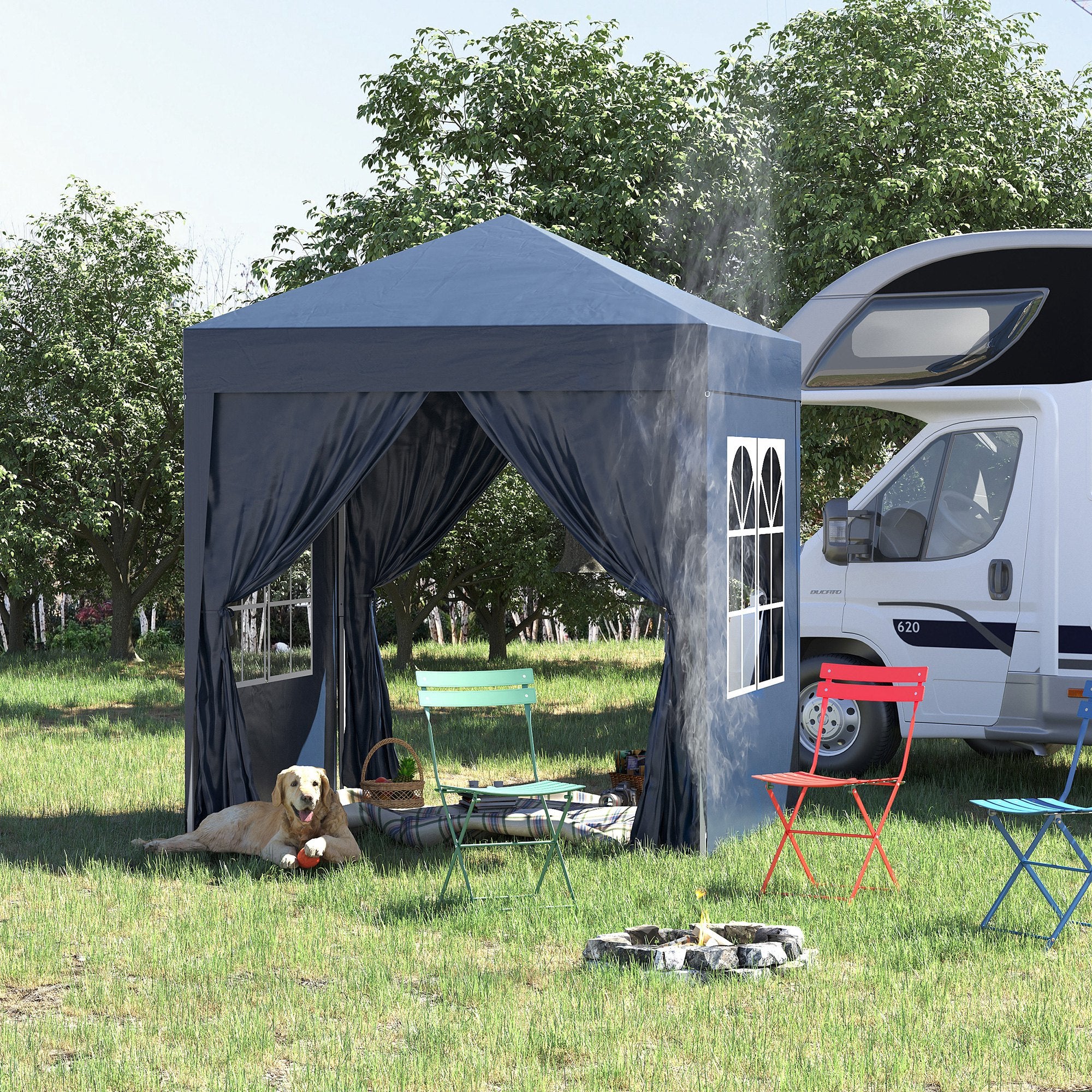 Alloy Steel Pop Up Gazebo Marquee Party Tent Canopy 200cm Width x 298cm Depth - Velmora