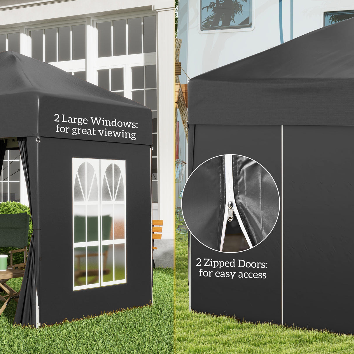Alloy Steel Pop Up Gazebo Marquee Party Tent Canopy 200cm Width x 298cm Depth - Velmora