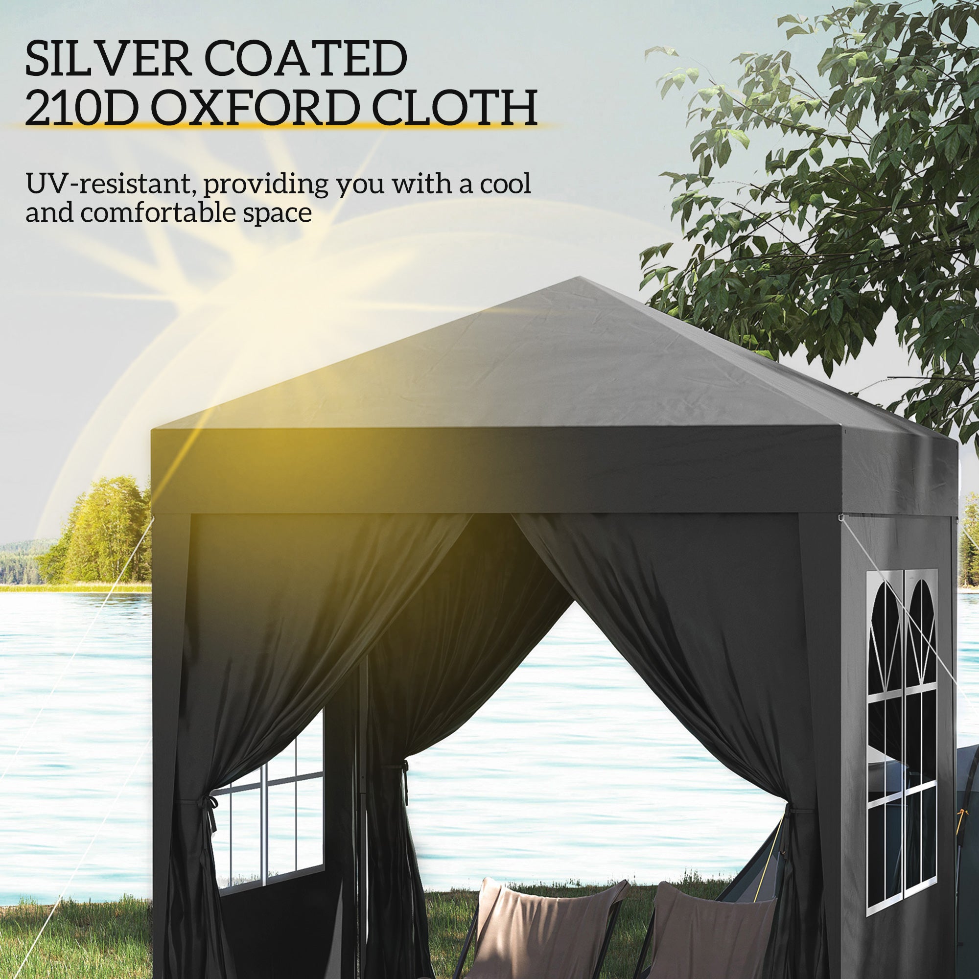 Alloy Steel Pop Up Gazebo Marquee Party Tent Canopy 200cm Width x 298cm Depth - Velmora